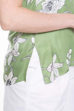 БЛУЗКА ИЗ ТВИЛА С ЦВЕТОЧНЫМ УЗОРОМ