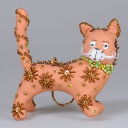 Бисерная ёлочная игрушка Кот