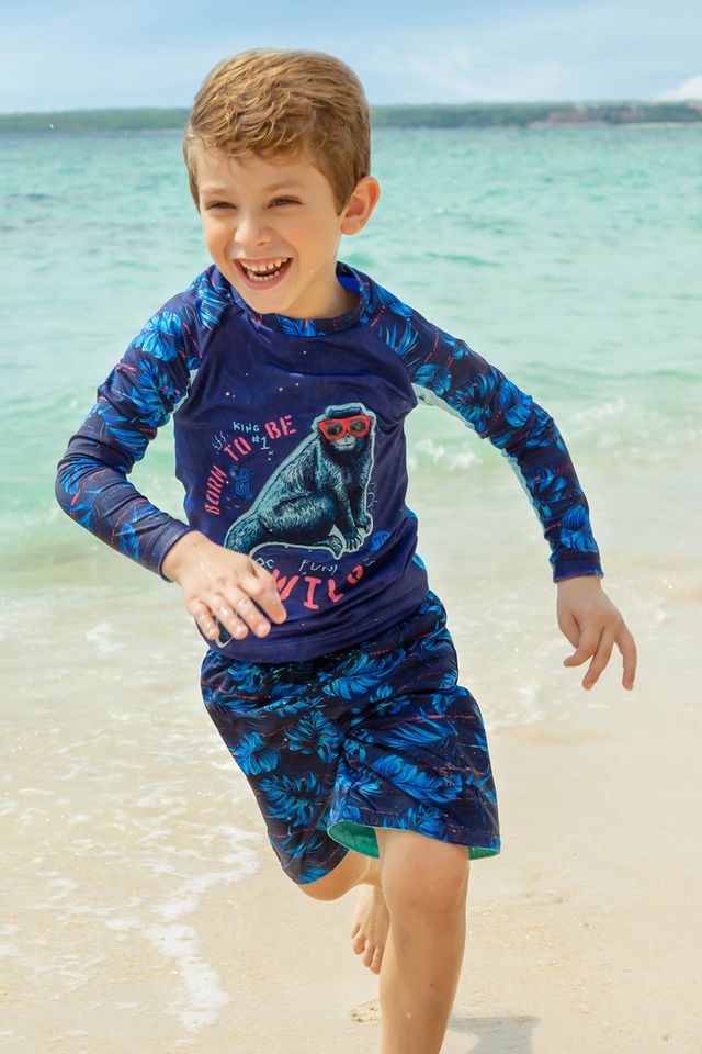 Плавательная футболка с длинными рукавами для мальчиков Dark Blue