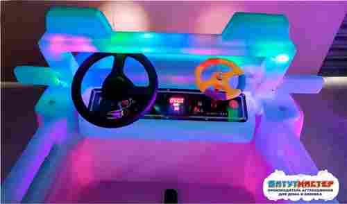 Парковый электромобиль «Полицейский джип» детский, 2 места, на батареях с подсветкой