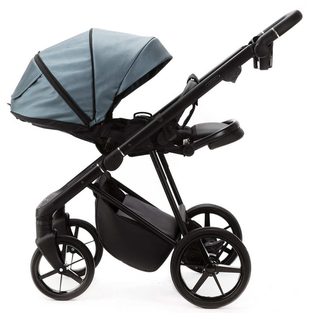 Детская коляска Adamex Vasco Deluxe 2 в 1 V-SM18 (ГОЛУБОЙ МЕТАЛИК КОЖА)