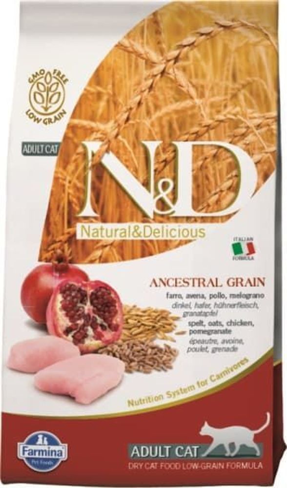 N&amp;D Low Grain 10кг малозерновой корм для кошек из курицы с гранатом