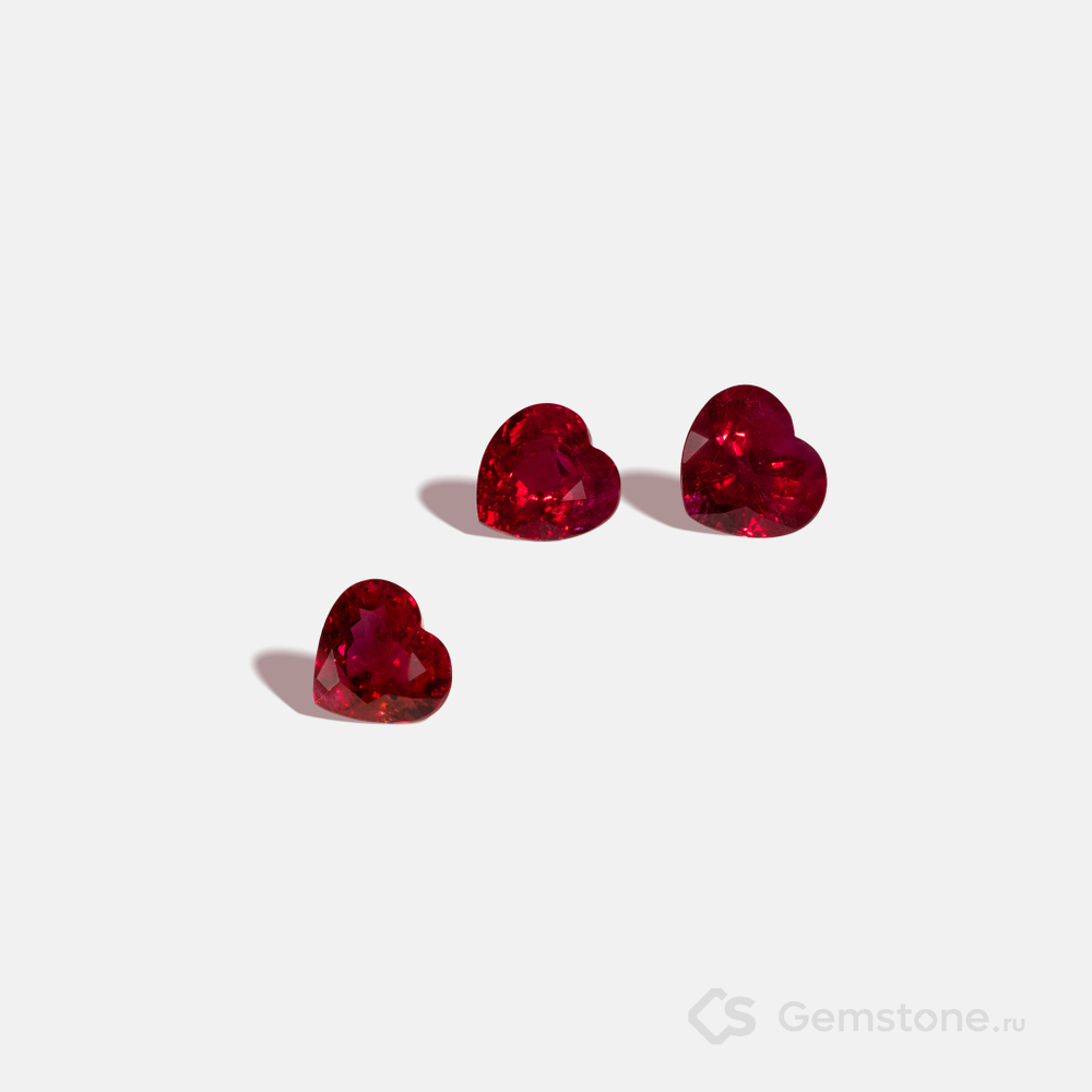Рубин, Сердце, 3 шт / 6,09 кар., Бирма