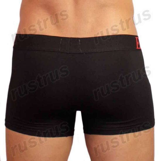 Мужские трусы Emporio Armani боксеры черные с красно-синей резинкой