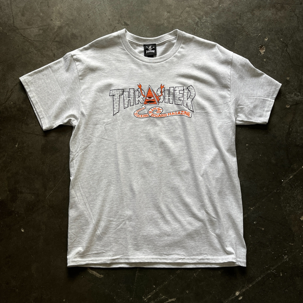 Футболка Thrasher x TOY Machine Pyramid Grey