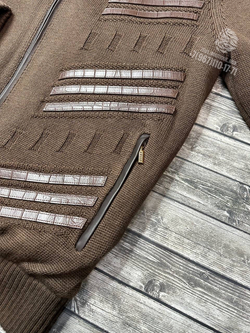 Бомбер с мехом Zilli со вставками кожи крокодила