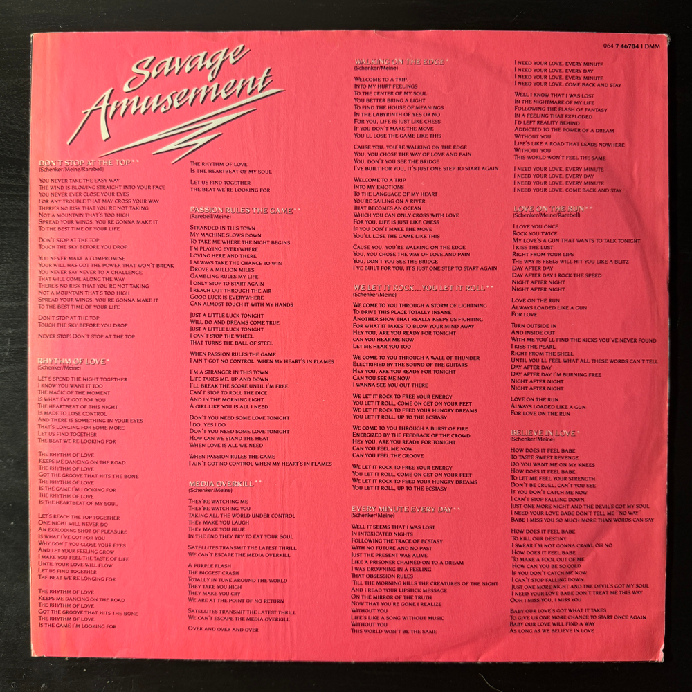 Scorpions - Savage Amusement (Европа 1988г.)