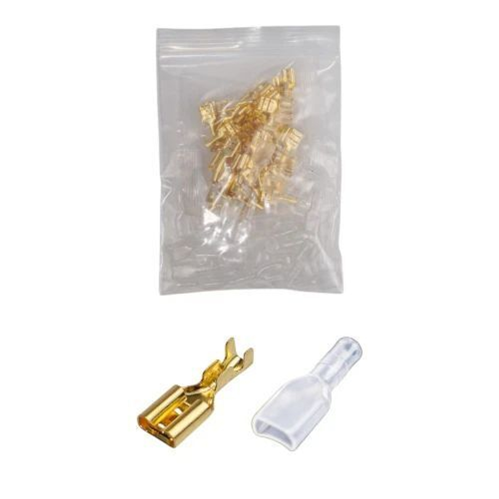 Клемма плоская 6.3мм (F) - 50 шт + Изоляционные втулки