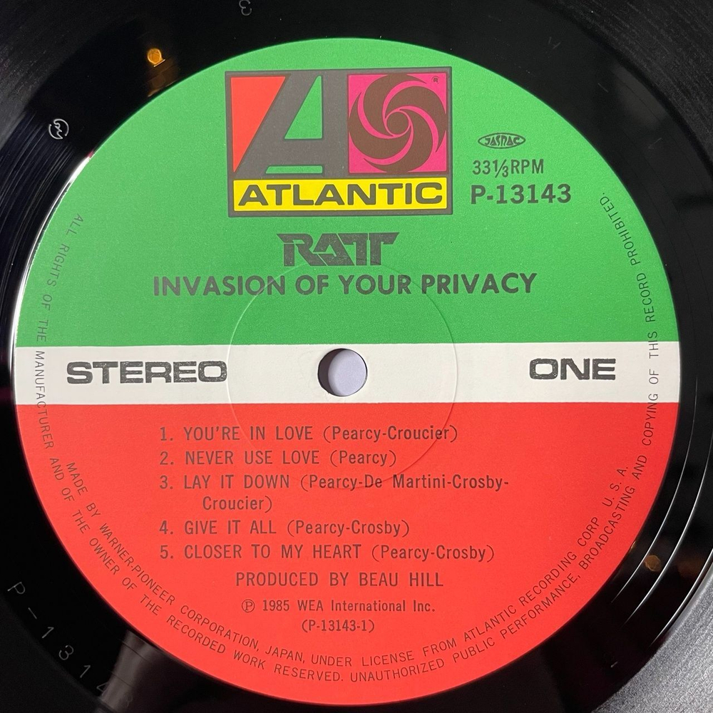 Винтажная виниловая пластинка LP Ratt Invasion Of Your Privacy (Japan 1985) (No Obi)