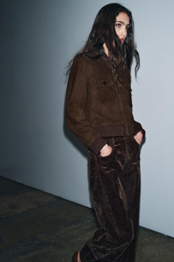 ZARA БОМБЕР ИЗ ЗАМШИ — ZW COLLECTION LIMITED EDITION, ШОКОЛАДНЫЙ