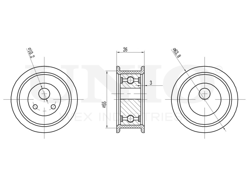Ролик с натяжителем ремня ГРМ UNIO TNS-10108