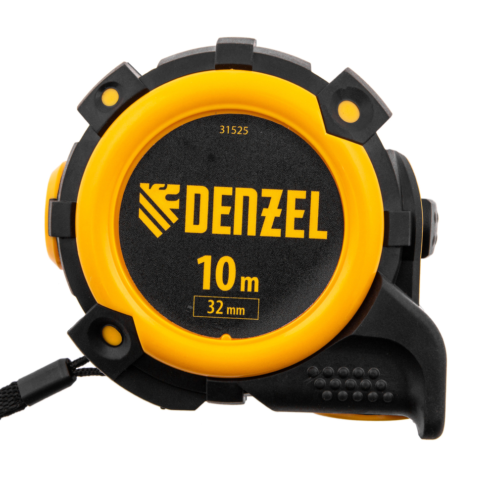 Рулетка 10м х 32мм, автоматич. фиксац., нейлон. покрытие, магнит. зацеп, двухстор. разметка Denzel