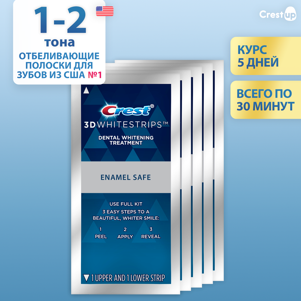 Курс 5 дней | Crest 3D Whitestrips Classic White – Отбеливающие полоски для зубов (Поштучно)