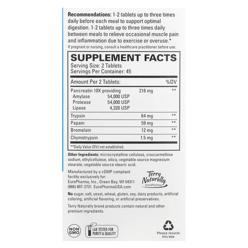 Terry Naturally, Клинические пищеварительные ферменты, 90 таблеток