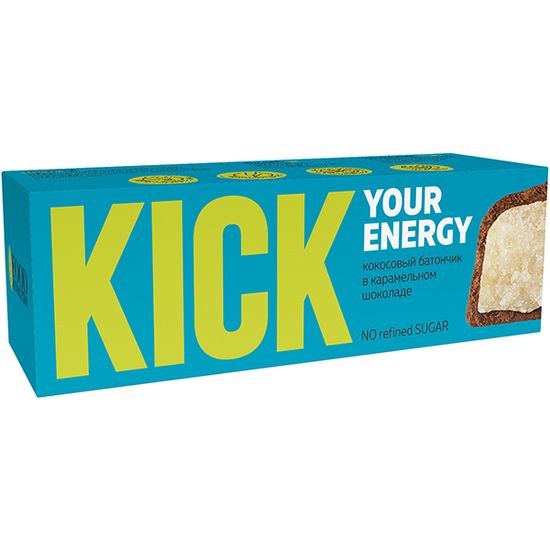 Кокосовый батончик в карамельном шоколаде  KICK 45 г/10 шт