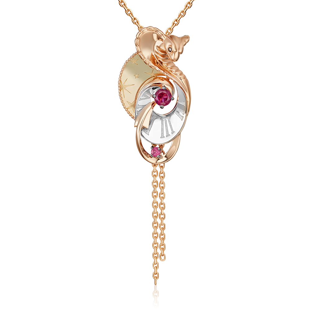 Подвеска «Обольщение» из комбинированного золота с гранатами