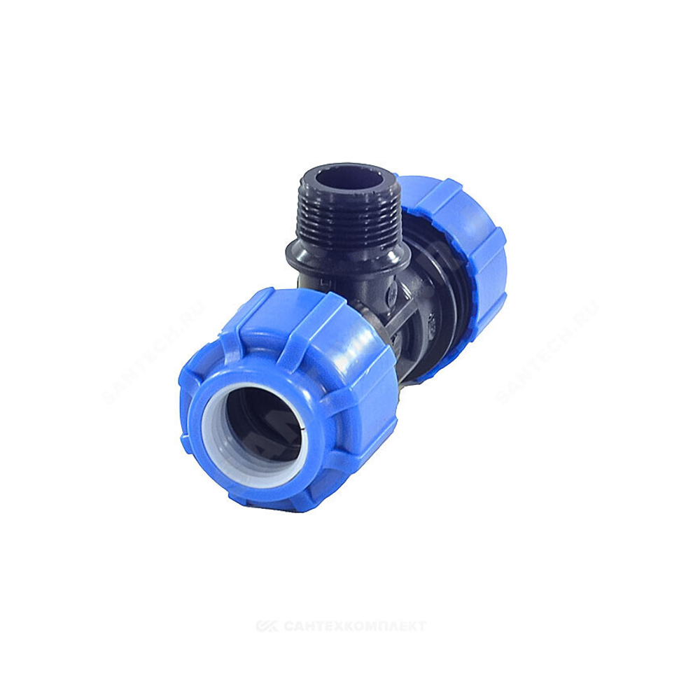 Тройник компрессионный ПЭ Дн 25х1/2"х25 НР Ру16 ТПК-АКВА 51251225