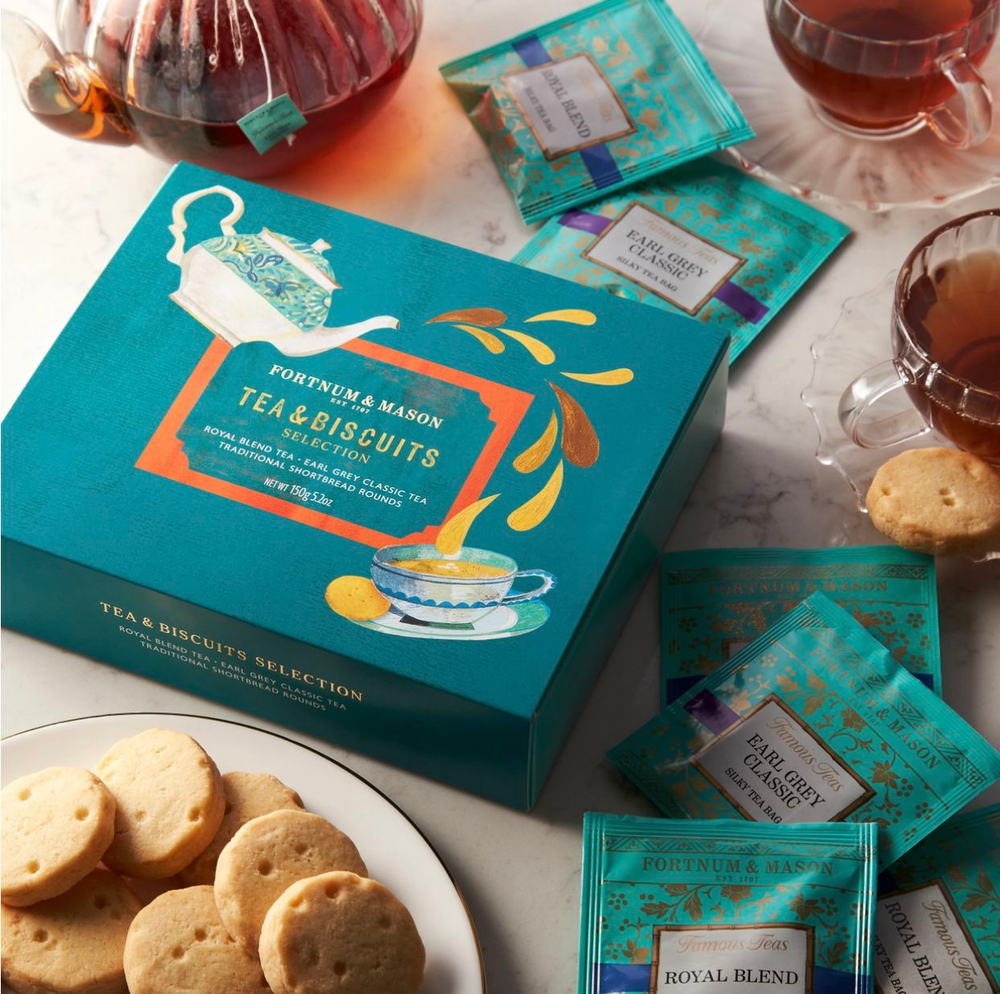 Fortnum & Mason Tea & Biscuit Gift Set подарочный набор чай и печенье, английский чайный набор 150г