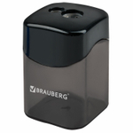 Точилка BRAUBERG "Win" 2 отверстия для чернографитных карандашей (в том числе утолщенных) с большим контейнером с крышкой ассорти (12 штук в упаковке)