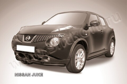 Защита переднего бампера (нержавейка) Nissan Juke (2010-2014) d57+d42 (черный)