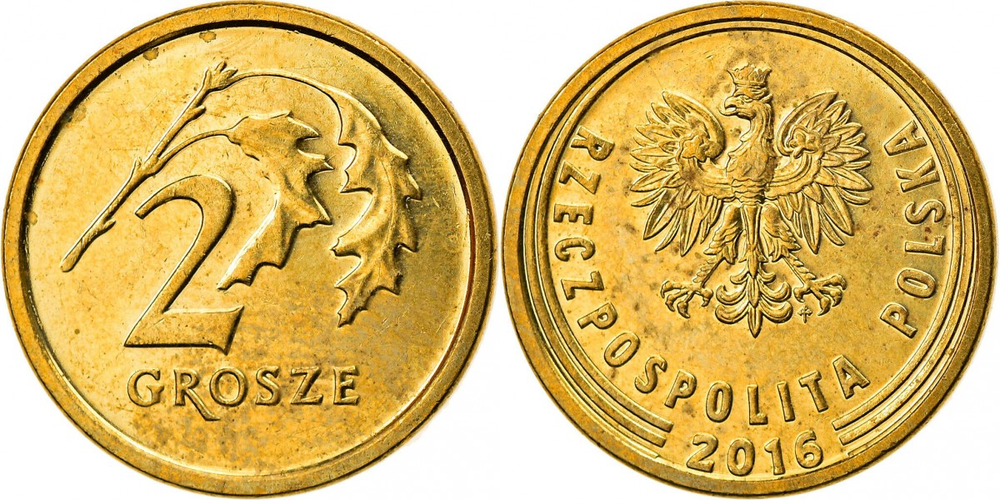 Польша 2 гроша, 2013-2016 Герб XF