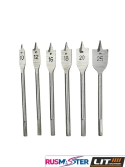 Набор сверл перьевых 6шт "LIT" 10-25мм 55650