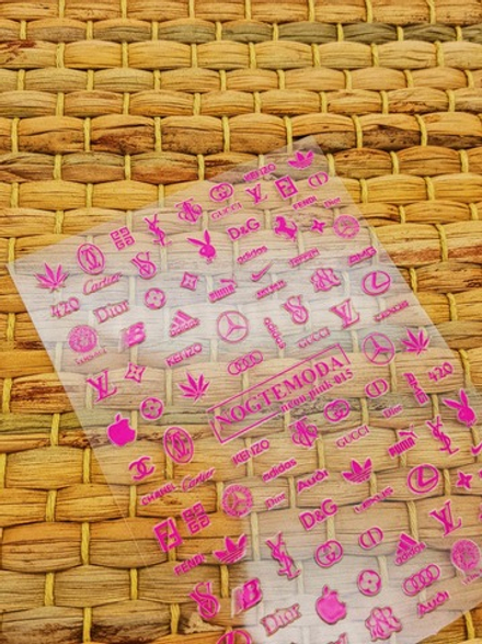 Наклейки NogteModa NEON PINK 015