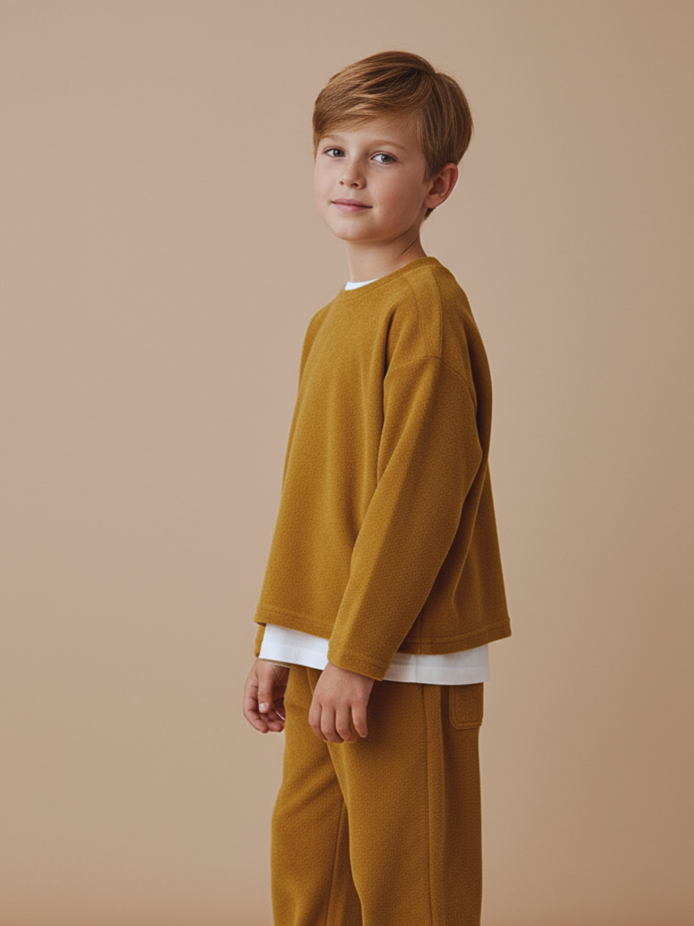 Лонгслив Terry свободного кроя горчичный