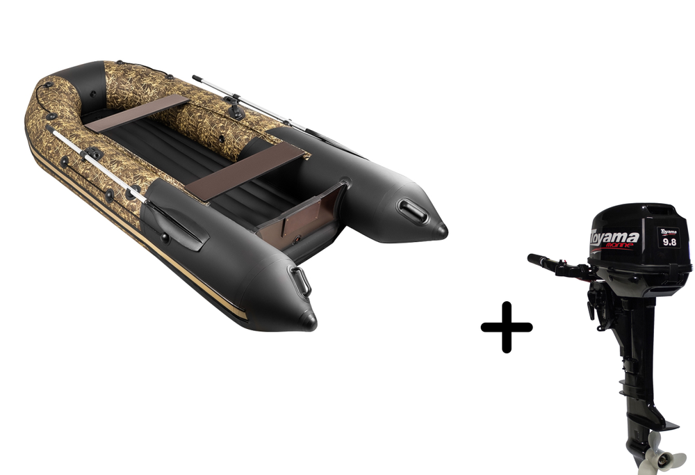 Таймень NX 3400 НДНД PRO камыш-черный + Toyama T 9.8 BMS (комплект лодка + мотор)