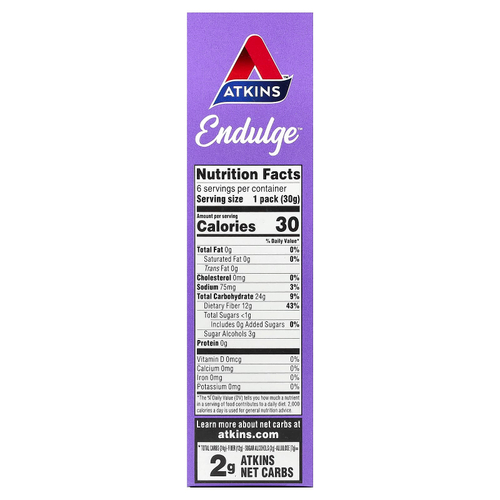 Atkins, Endulge ™, жевательные мишки, кислые, 6 пакетиков по 30 г (1,06 унции)