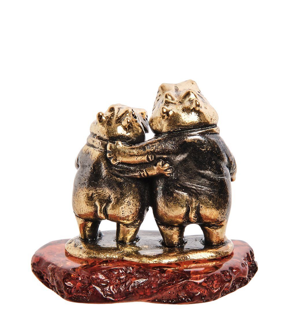 Народные промыслы AM-2795 Фигурка «Парочка Бегемоты» (латунь, янтарь)