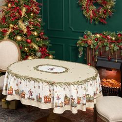 СКАТЕРТЬ ОВАЛЬНАЯ "ЩЕЛКУНЧИК" ,140Х180СМ ,БЕЖЕВЫЙ, 100% ХЛОПОК ,ТВИЛ