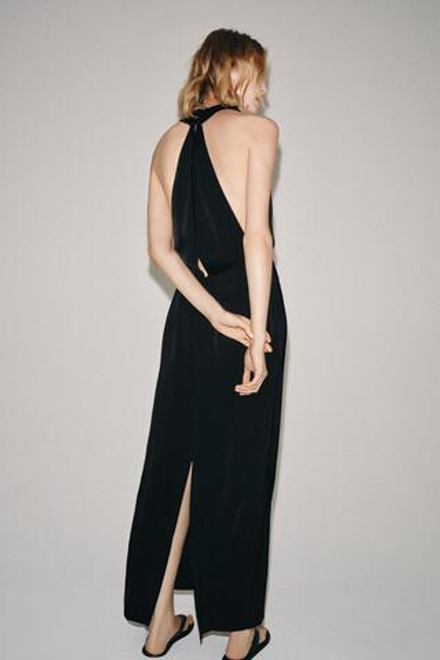 ZARA АТЛАСНОЕ ПЛАТЬЕ — ZW COLLECTION, ЧЕРНЫЙ