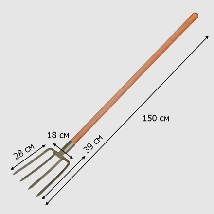 ВИЛЫ КОПАЛЬНЫЕ 4-х зубые рельсовая сталь 'Урожайная сотка' с крашен.дер/чер F-103