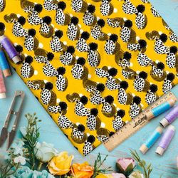 Ткань премиум интерлок золотистые каскады мыслей