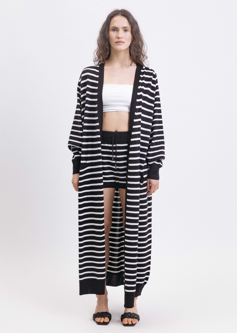 Кардиган удлиненный в полоску