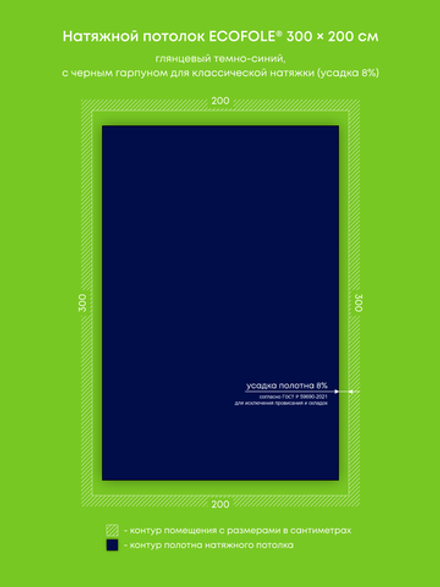 Глянцевый натяжной потолок 6 м2