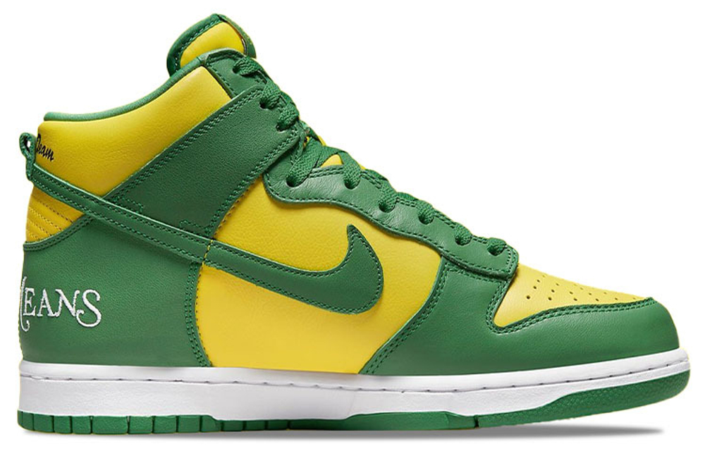 Supreme x Nike Dunk "Brazil" co-branded Brazilian retro high-top sneakers for men and women with the same yellow and green