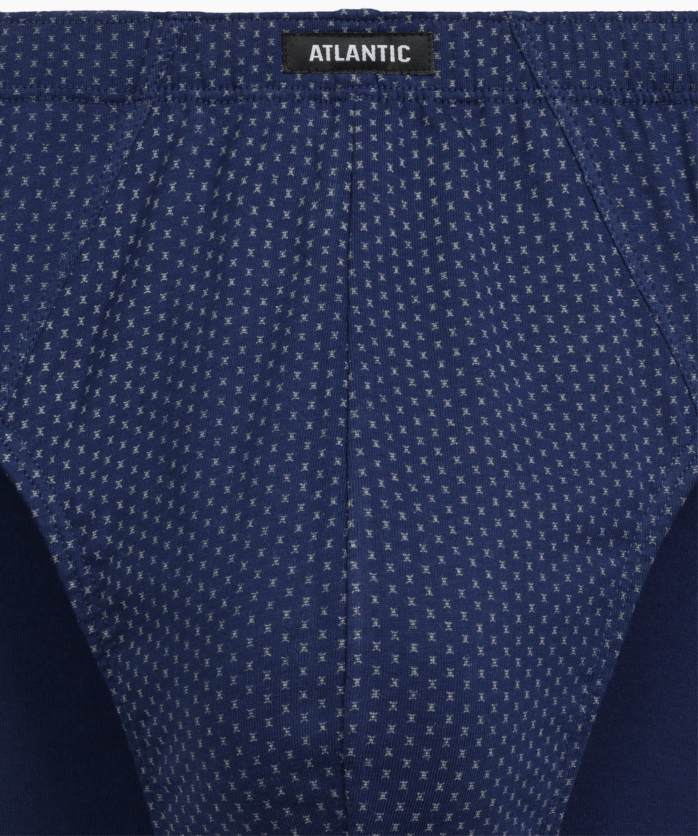 Мужские трусы слипы классика Atlantic, набор 3 шт., хлопок, кобальтовые + деним + темно-голубые, 3MP-202