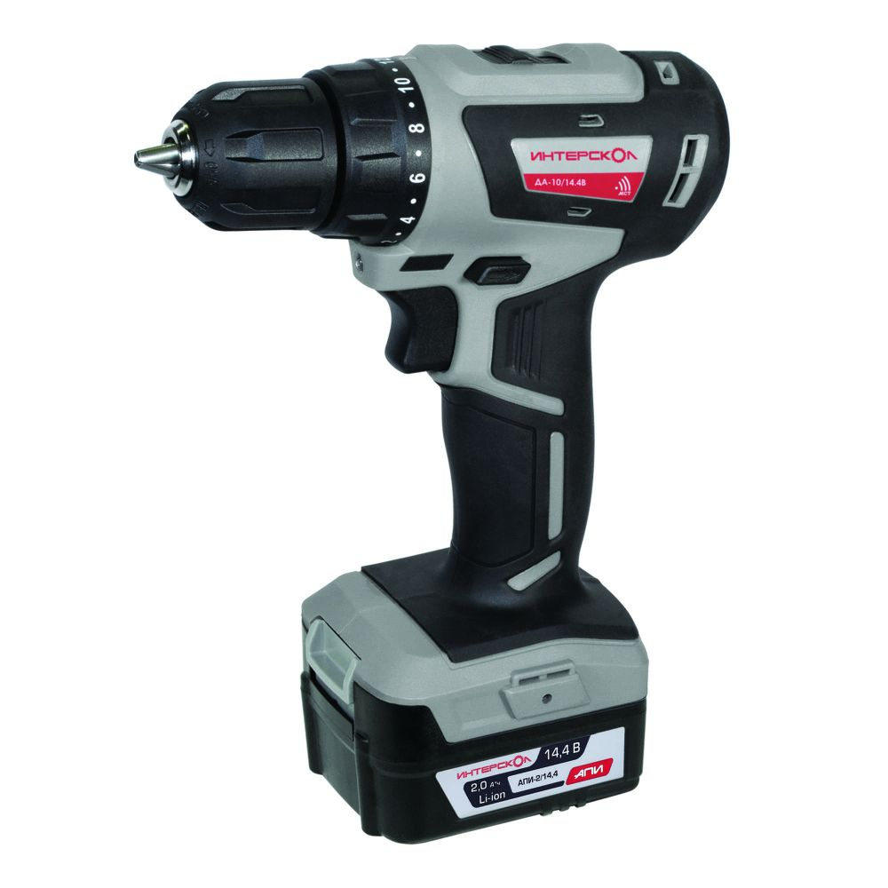 Аккумуляторная дрель-шуруповерт ИНТЕРСКОЛ МиниМАКС ДА-10/14,4В 38, 14.4 В, 1500 об/мин, с 2 АКБ 2 Ач и ЗУ, в кейсе (708.2.2.70)