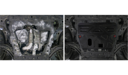 Защита картера и КПП АвтоБроня для Nissan Qashqai I (V - 1.6; 2.0) 2006-2014, штампованная, сталь 1.5 мм, с крепежом, 111.04111.1