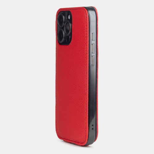 Кожаный чехол для iPhone 16 Pro Max, теленок красного цвета