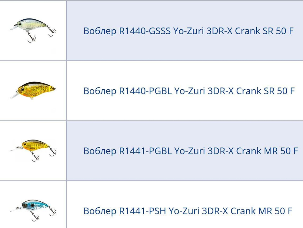 Воблер для рыбалки R1441-PGBL 3DR-X Crank MR 50 F