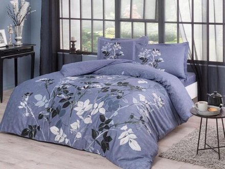 Комплект постельного белья ТАЧ Сатин 2-спальный "CLEMENT" V02-Синий