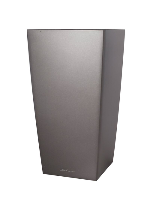 Кашпо Lechuza "Cubico Complete charcoal metallic" (пластик), 40x40xH75 см