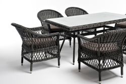 "Амароне" обеденная группа из искусственного ротанга на 6 персон, цвет графит