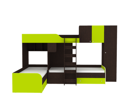 Кровать-чердак КарИВи Трио 2 Венге Лайм