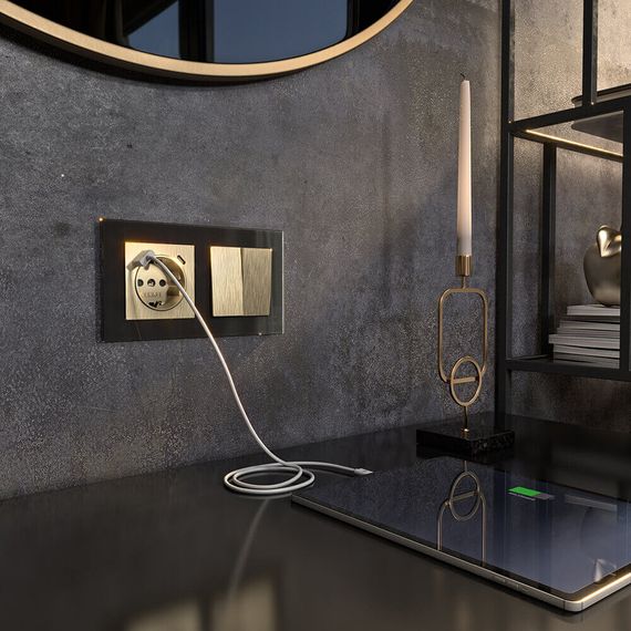 Розетка Werkel с быстрой зарядкой USB Type A+С шампань рифленый W1171710 4690389176463