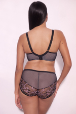 Бюстгальтер-бралетт Glossy Iris с мягкими чашками +size и эффектом мерцания (Размер: 90E) (Цвет: черный с розовым)