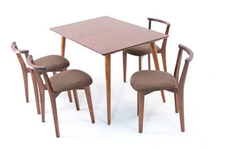 Стол Zip-mebel Монте 120 орех со стульями Франк Орех велюр коричневый